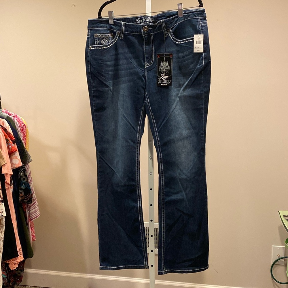 Love Indigo premium jeans NWT. Size 18W dark blue.